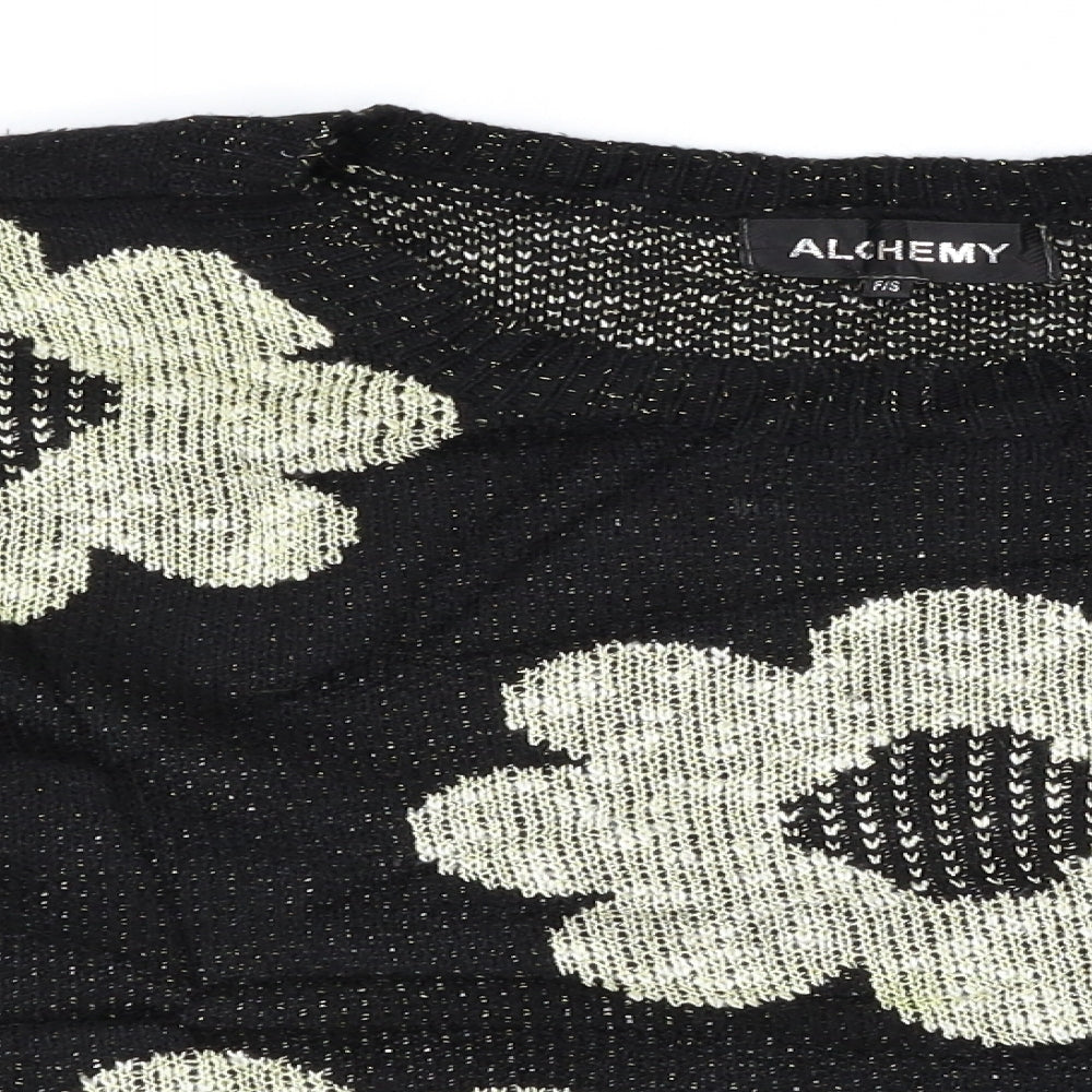 Alchemy Womens Black Floral  Pullover Jumper Size S