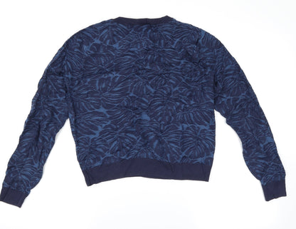 Back view of Zara women’s blue floral jumper, size M