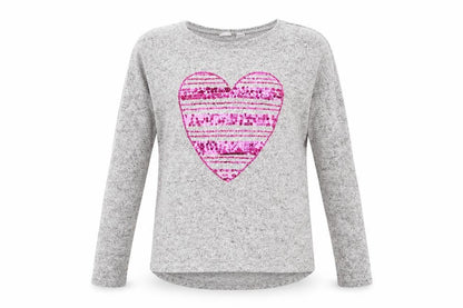 Front view of Gap girls’ grey jumper, size XL