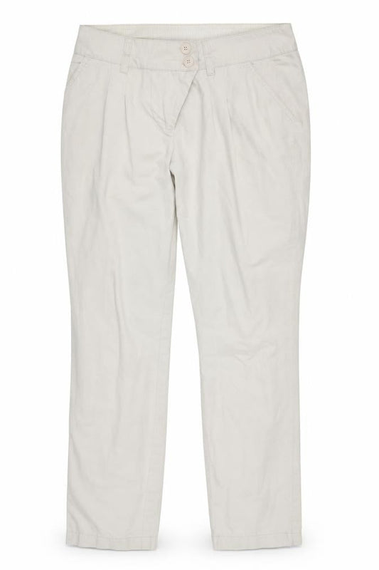 Front view of Dorothy Perkins women’s beige denim straight jeans, size UK 12, 28-inch leg