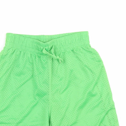 Close-up detail of Rebel boys’ green sweat shorts, size 11, years