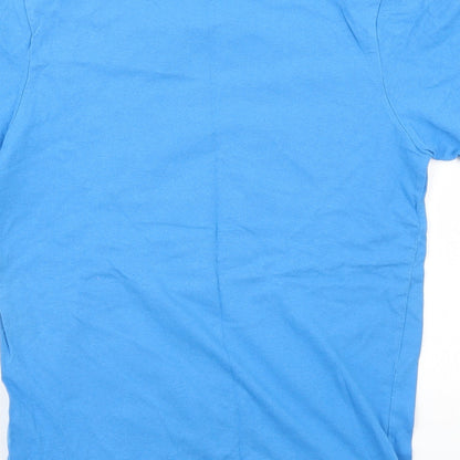 Brand and care label for Tiny idol boys’ blue basic t-shirt, size 11, years