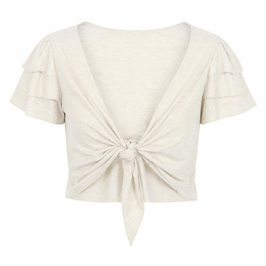 Front view of Per Una women’s beige cardigan jumper, size UK 14