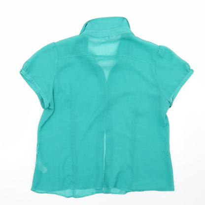 Back view of Debenhams women’s green basic button-up, size UK 14