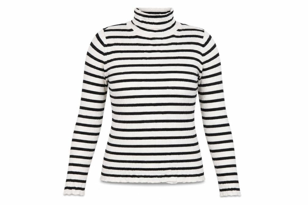 Topshop Womens White Striped Knit Pullover Jumper Size 8