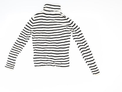 Back view of Topshop women’s white striped knit jumper, size UK 8