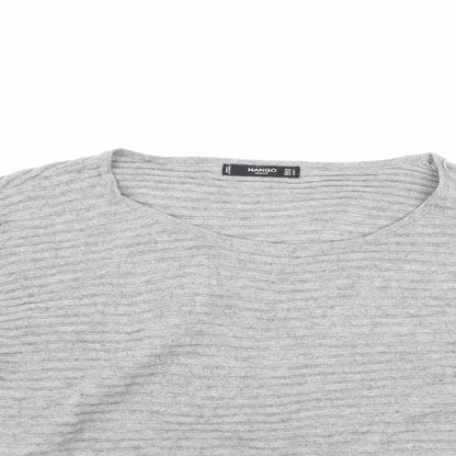 Close-up detail of Mango women’s grey knit jumper, size M
