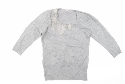 Front view of text women’s grey jumper, size S
