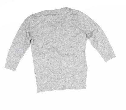 Back view of text women’s grey jumper, size S