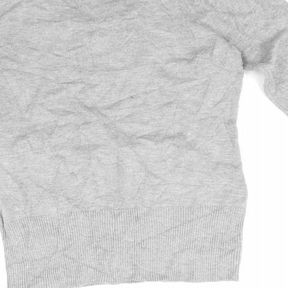 Brand and care label for text women’s grey jumper, size S