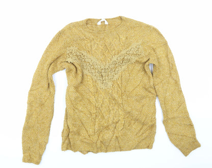 Additional front view of Falmer Heritage men’s yellow knit jumper, size M