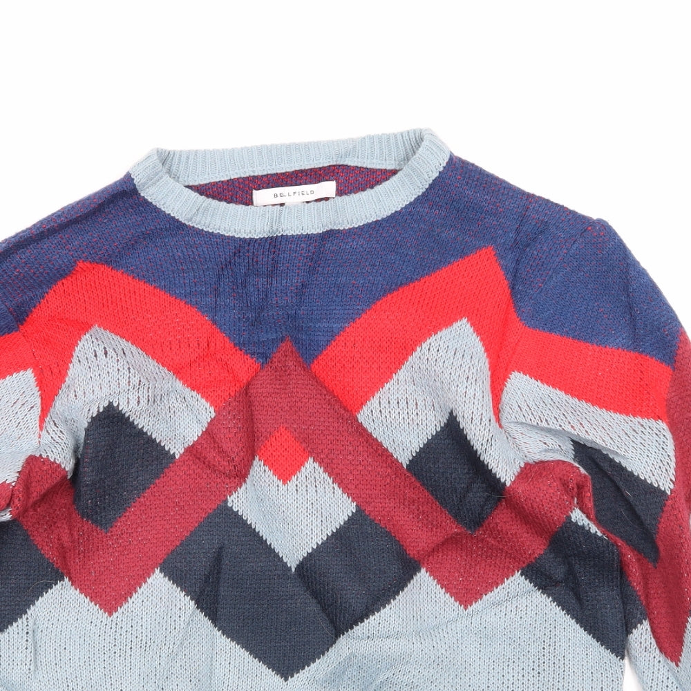 Bellfield Boys Blue Argyle/Diamond Rayon Pullover Jumper Size S