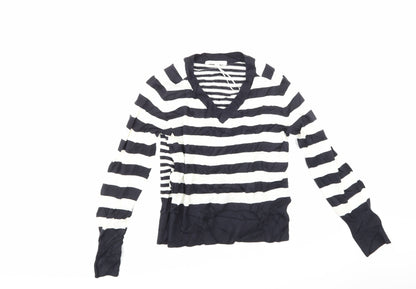 Front view of Next women’s white striped jumper, size XS