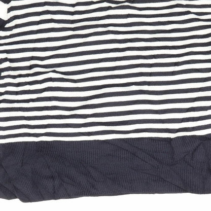 Brand and care label for Next women’s white striped jumper, size XS