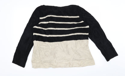 Back view of M&Co women’s black striped jumper, size UK 18
