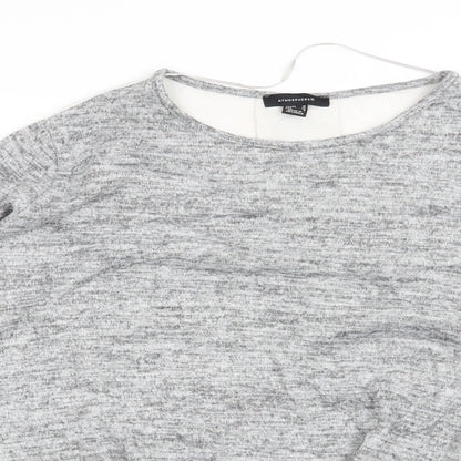 Close-up detail of Atmosphere women’s grey basic blouse, size UK 10