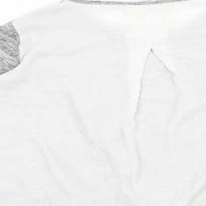 Brand and care label for Atmosphere women’s grey basic blouse, size UK 10