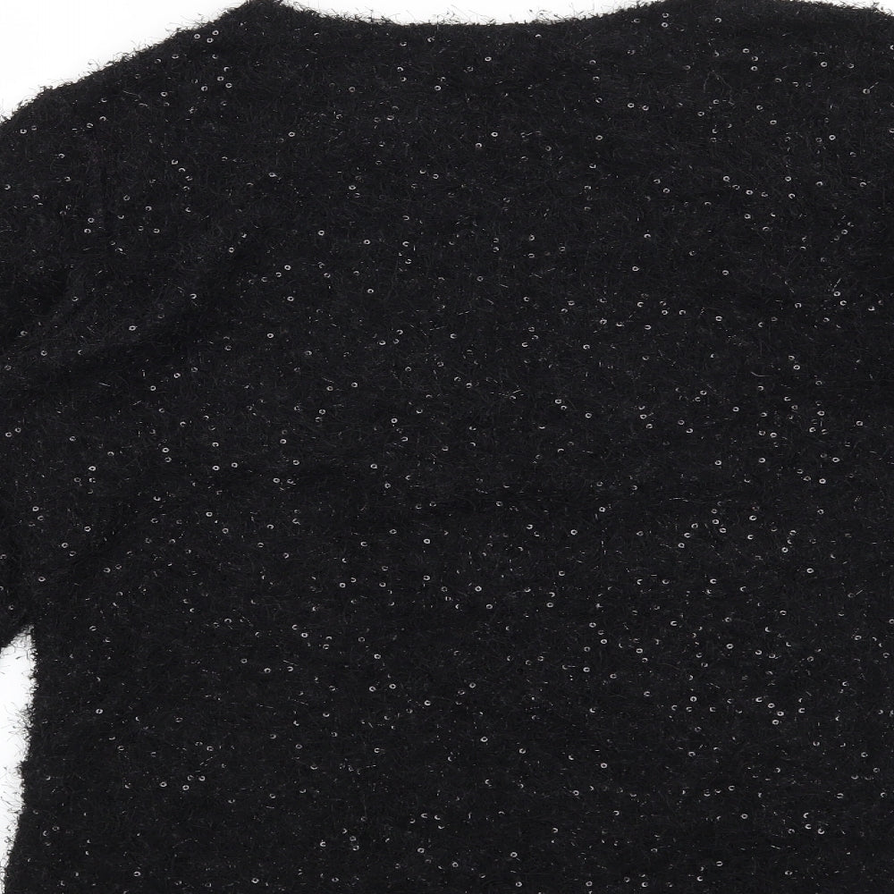 Text Womens Black   Pullover Jumper Size M