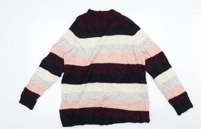 Back view of Dorothy Perkins women’s pink striped jumper, size UK 14