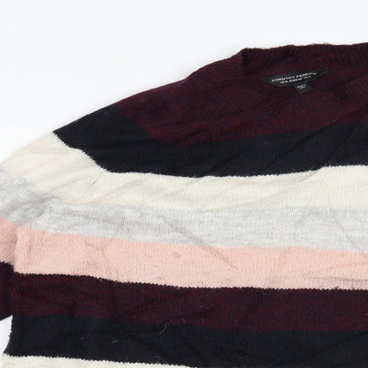Close-up detail of Dorothy Perkins women’s pink striped jumper, size UK 14