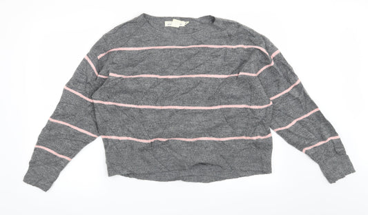 H&M Womens Grey Striped  Pullover Jumper Size S