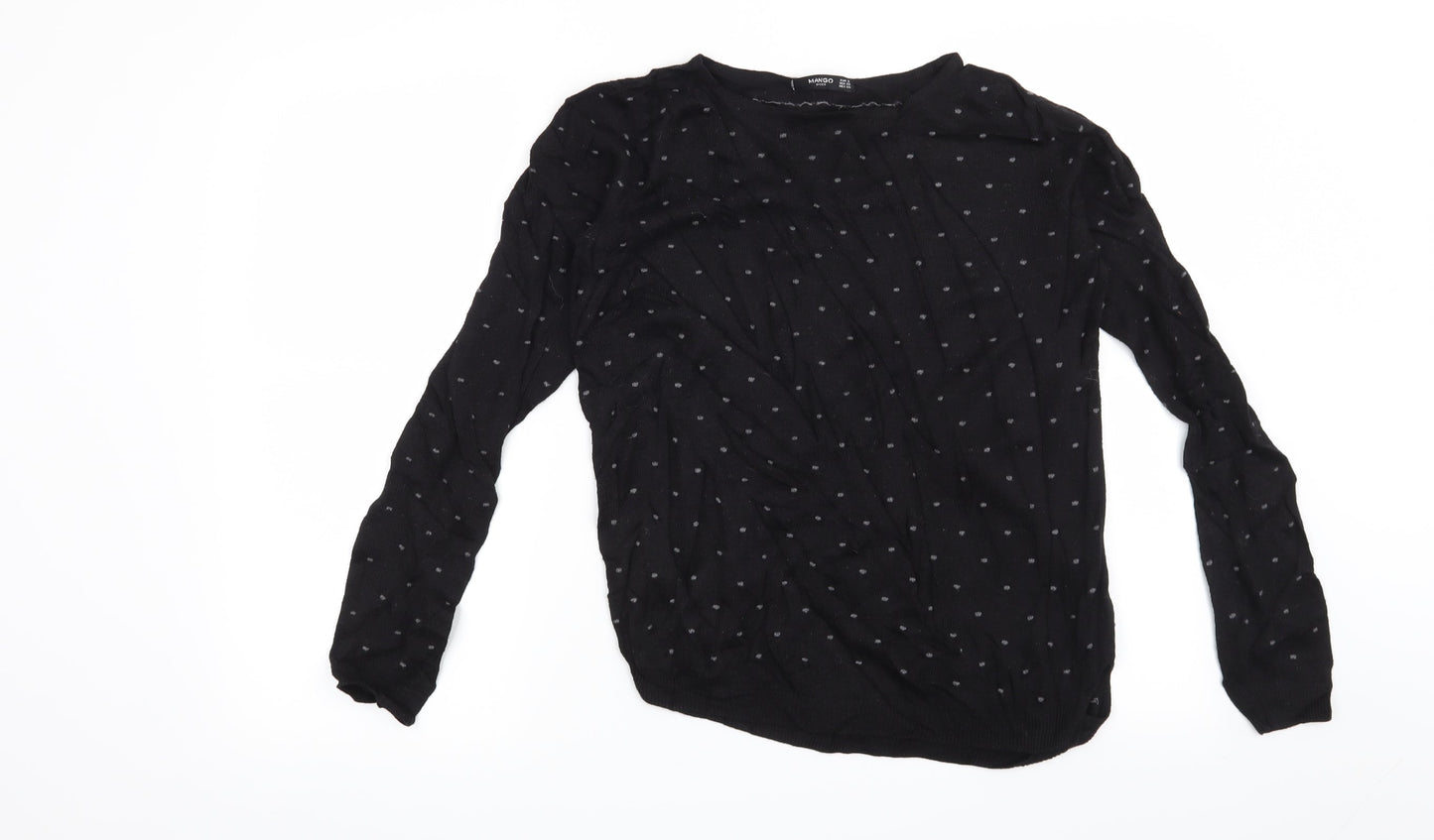 Mango Womens Black Polka Dot  Pullover Jumper Size S