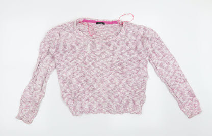 Front view of M&Co women’s pink jumper, size UK 14