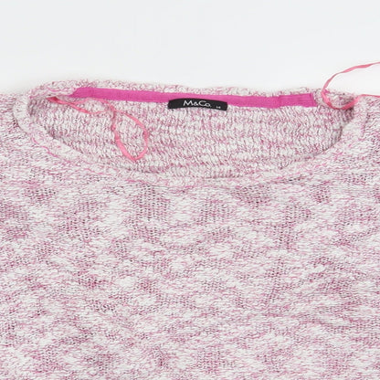 Close-up detail of M&Co women’s pink jumper, size UK 14