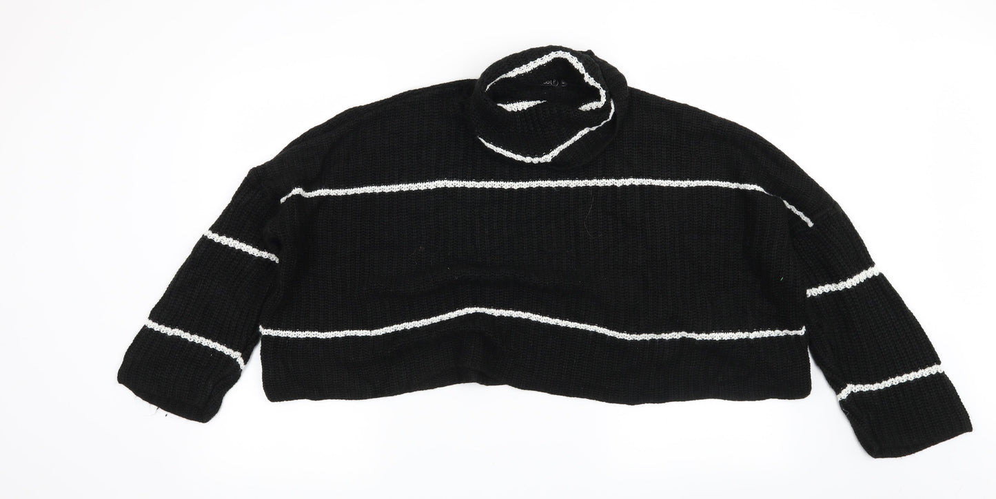 Boohoo Womens Black Striped  Pullover Jumper Size M