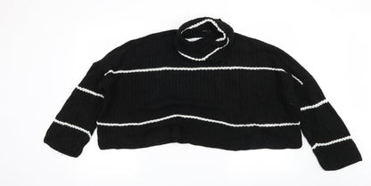Additional front view of Boohoo women’s black striped jumper, size M