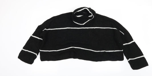 Boohoo Womens Black Striped  Pullover Jumper Size M