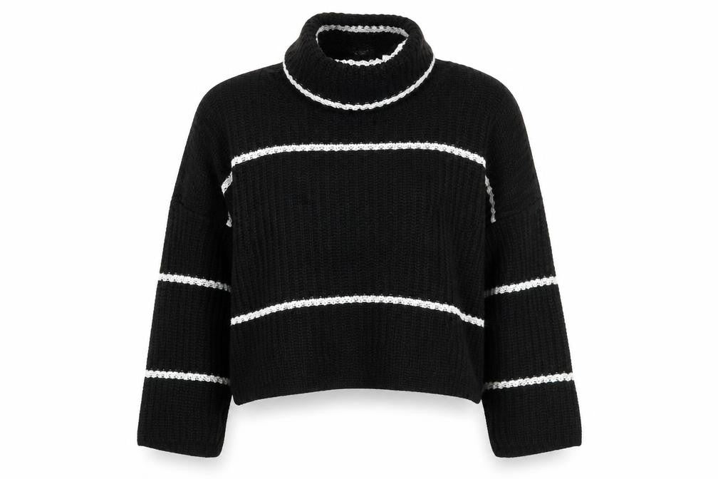 Boohoo Womens Black Striped  Pullover Jumper Size M