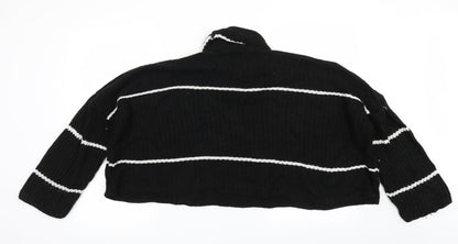 Back view of Boohoo women’s black striped jumper, size M