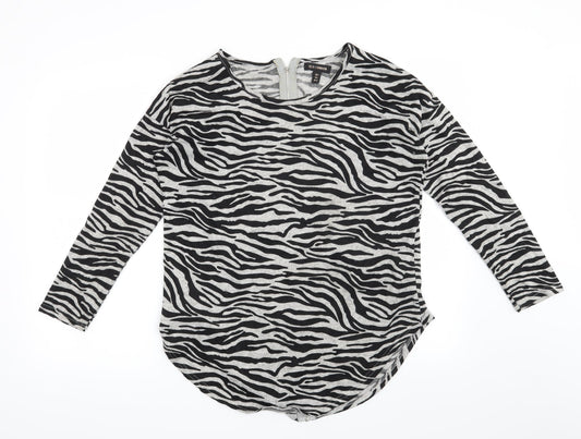 QED London Womens Grey Animal Print  Pullover Sweatshirt Size S
