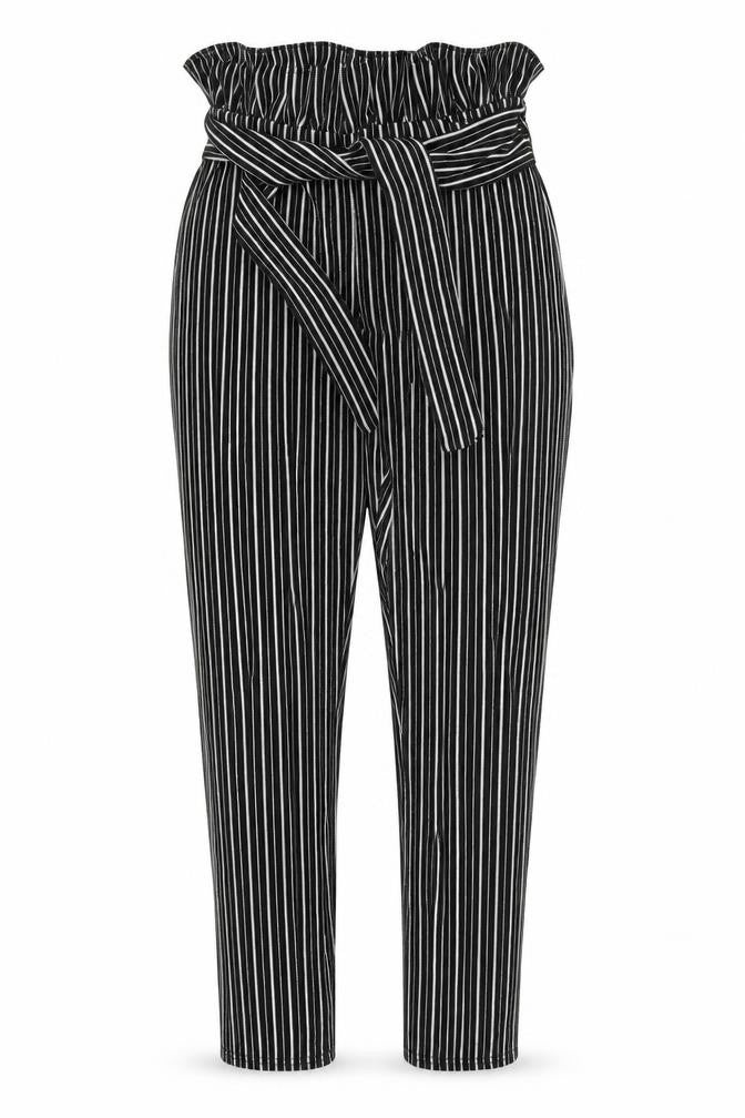 PRETTYLITTLETHING Womens Black Striped  Trousers  Size 10 L27 in