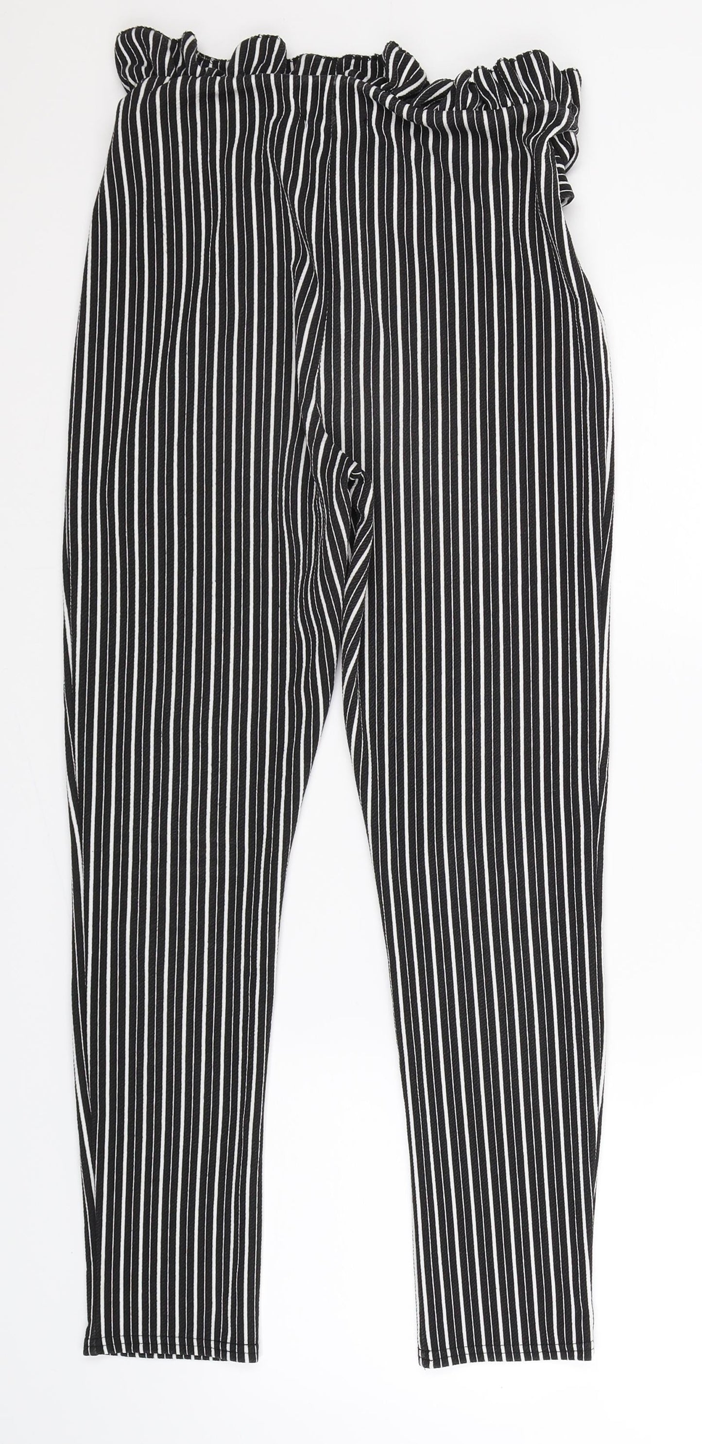 PRETTYLITTLETHING Womens Black Striped  Trousers  Size 10 L27 in