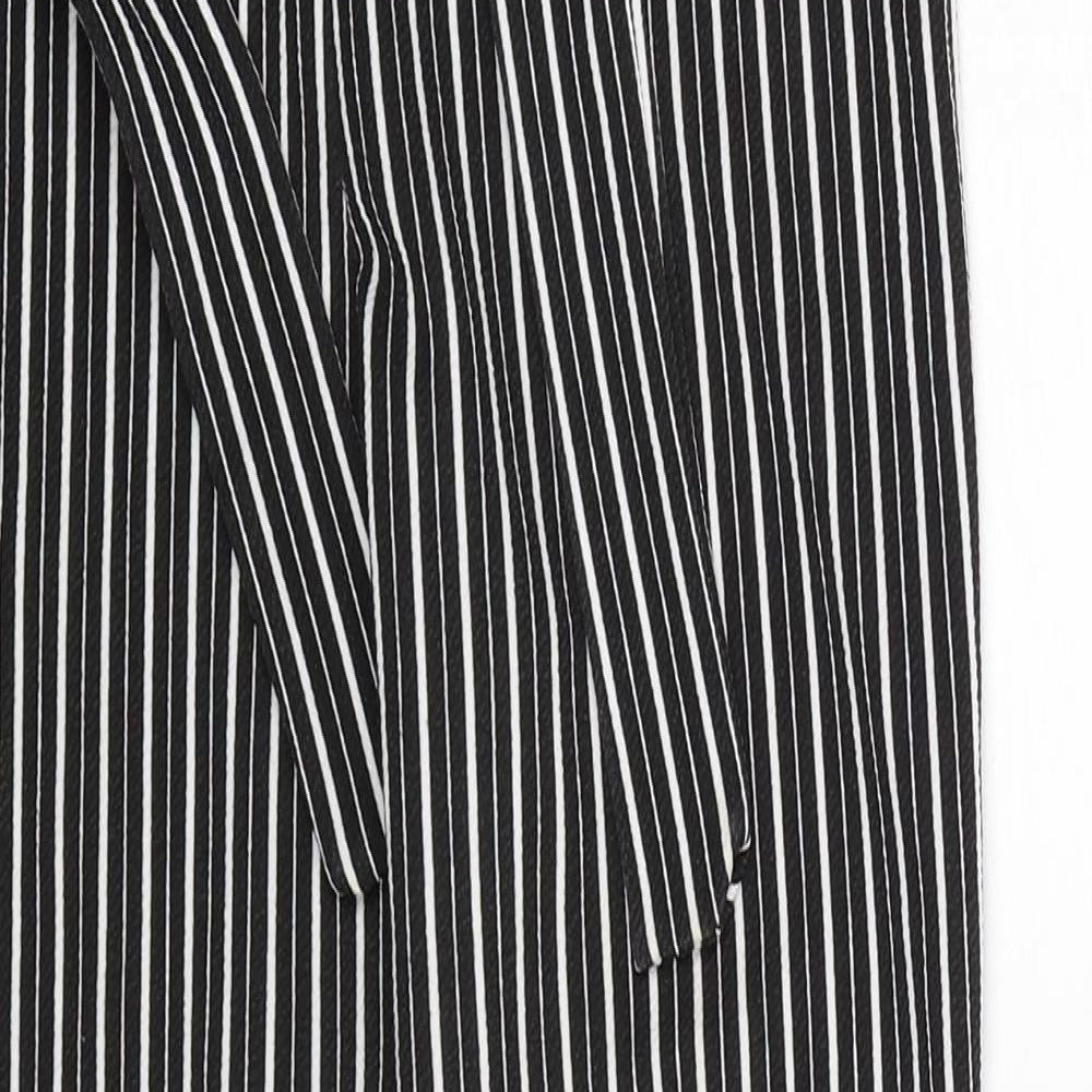 PRETTYLITTLETHING Womens Black Striped  Trousers  Size 10 L27 in