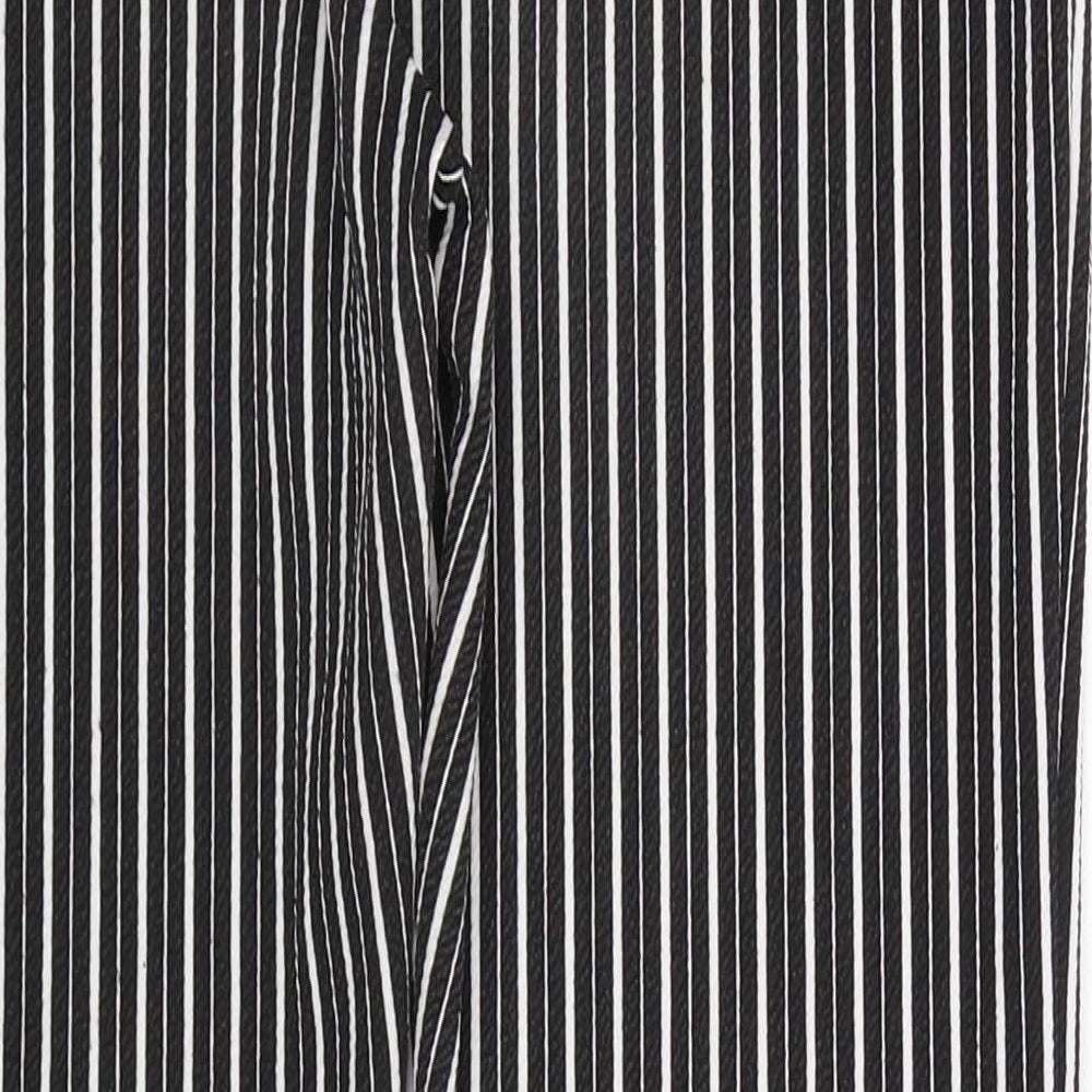 PRETTYLITTLETHING Womens Black Striped  Trousers  Size 10 L27 in