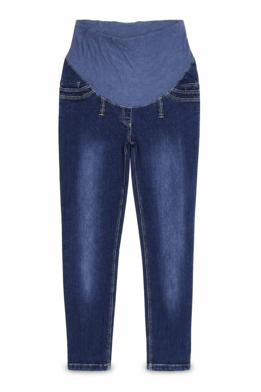 Front view of Top One women’s blue denim skinny jeans, size XS, 32-inch leg