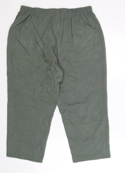 Back view of VY women’s green cropped trousers, size UK 34, in, 21-inch leg