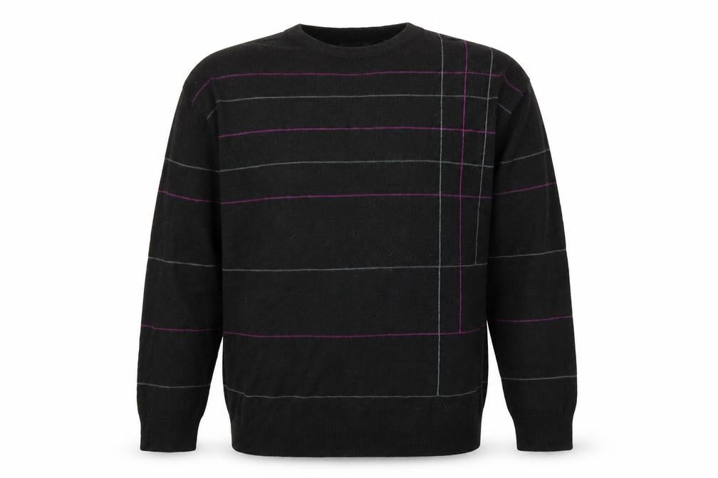 Richmond & Watts Mens Black Striped  Pullover Jumper Size M