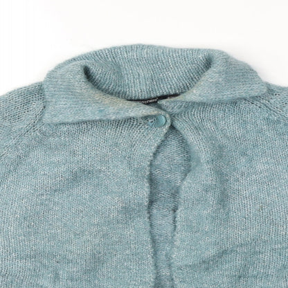 Close-up detail of Atmosphere women’s blue cardigan jumper, size UK 8