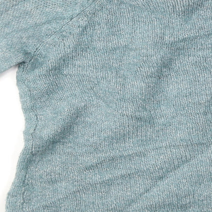 Brand and care label for Atmosphere women’s blue cardigan jumper, size UK 8