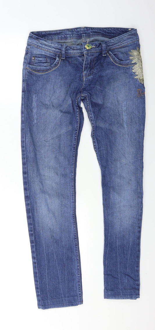 Preworn Womens Blue  Denim Skinny Jeans Size 30 L28 in - Flower print