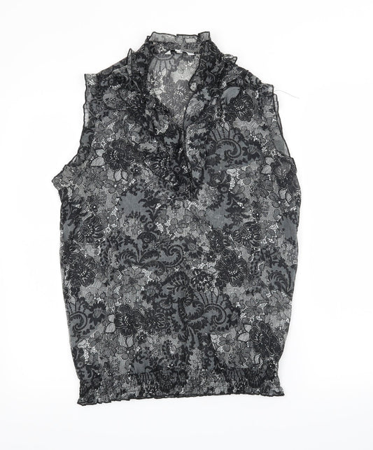 New Look Womens Black Floral  Basic Blouse Size 12