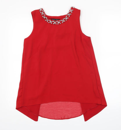 Front view of Dorothy Perkins women’s red basic tank, size UK 8