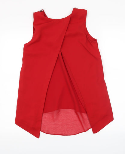 Back view of Dorothy Perkins women’s red basic tank, size UK 8