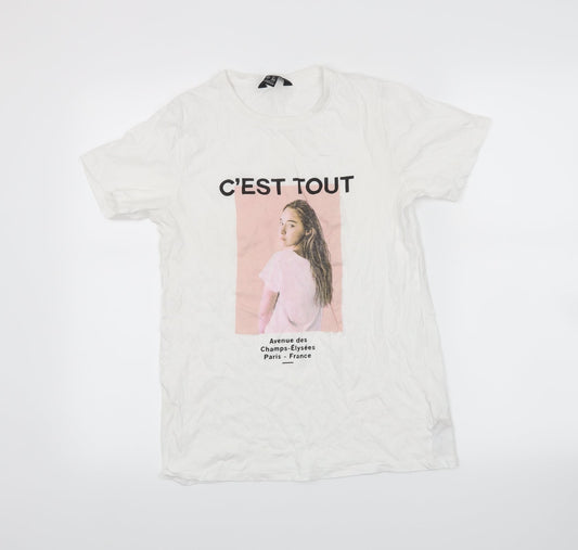 New Look Womens White   Basic T-Shirt Size 8  - c'est tout