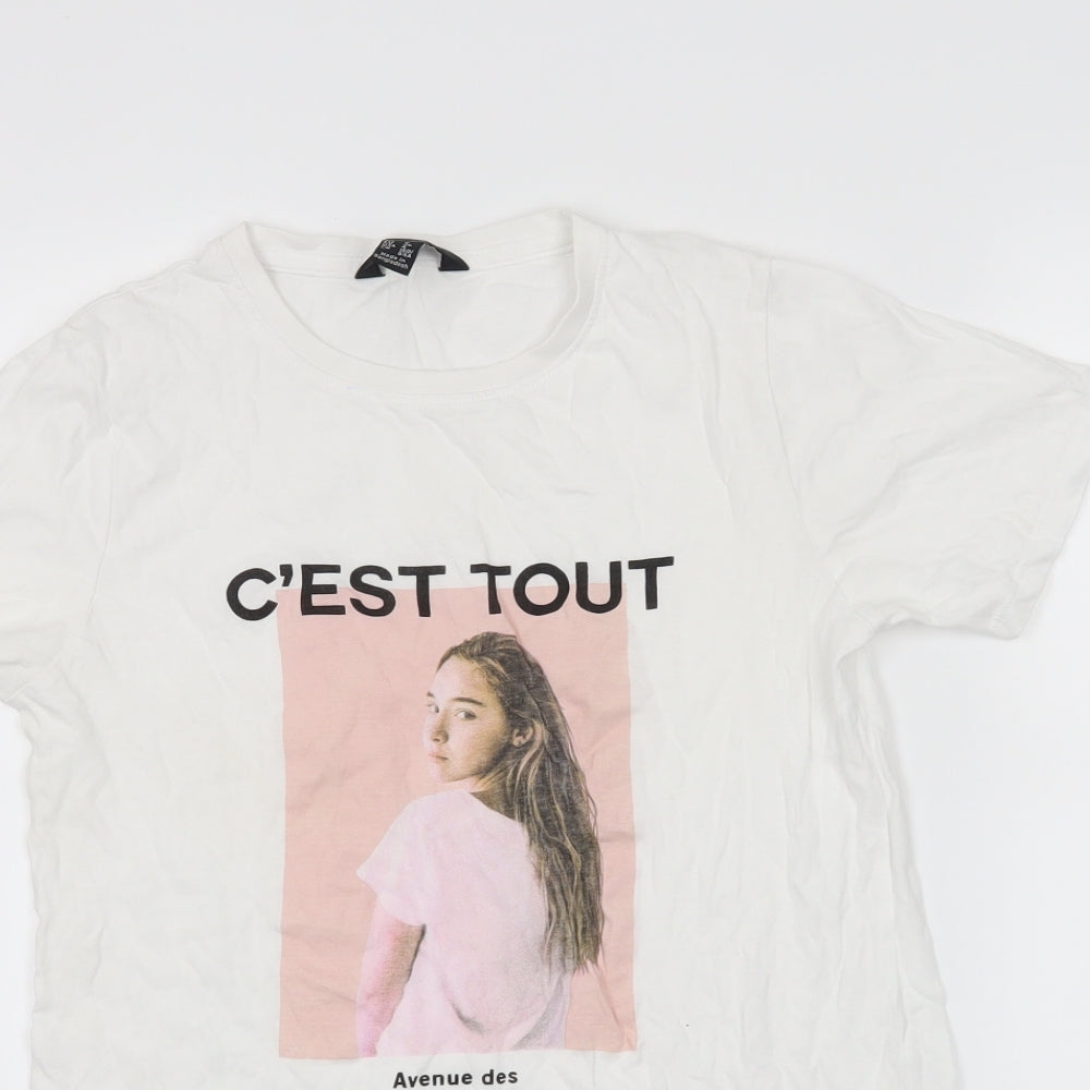 New Look Womens White   Basic T-Shirt Size 8  - c'est tout