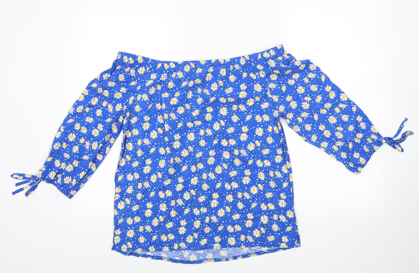 George Womens Blue Floral  Basic Blouse Size 8